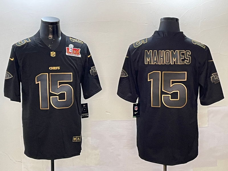 Men Kansas City Chiefs 15 Mahomes black Rainbow 2025 Nike Limited NFL Jersey style 6